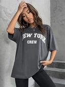 Oversized Bold Letter Graphic Women's Tee Trendy Summer Shirt