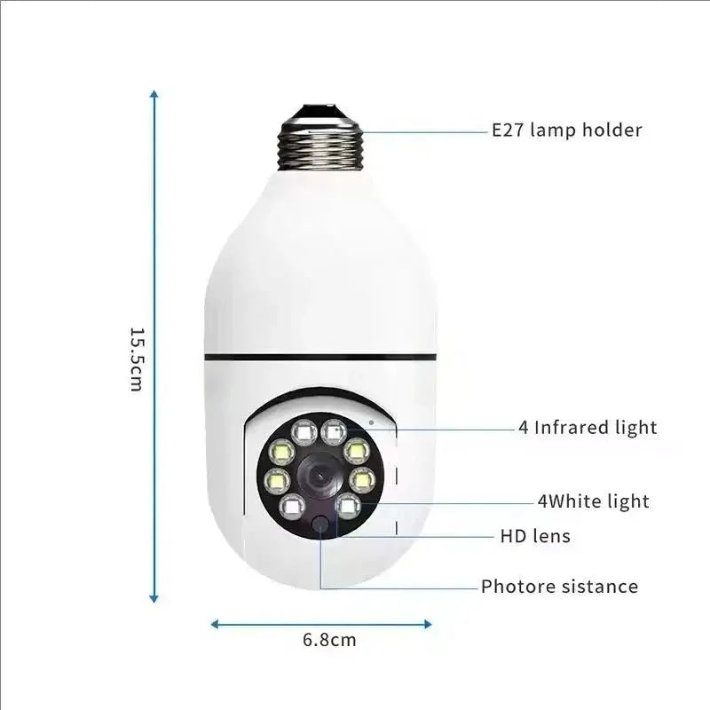 Gemodi 4G WiFi E27 Bulb Cam - AI Tracking 1080p Indoor Security - stepyours.com