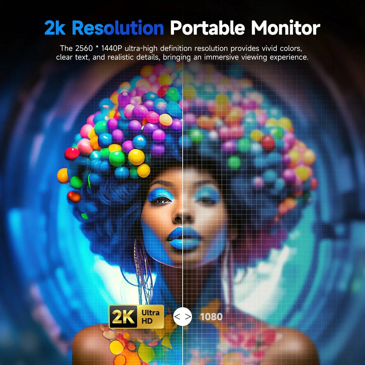 UPERFECT 22 Inch Computer Display Monitor 2K QHD 1440P 100%sRGB IPS Screen W/ Kickstand For Laptop PC Mac Phone PS5 Game Console