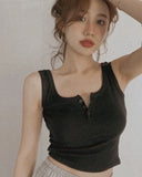 Tank Top for Women Ribbed Button Down Sleeveless Blouse
