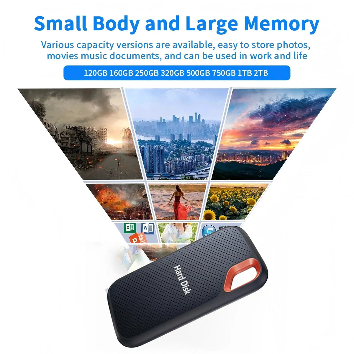 Mini External Hard Drive 2TB 4TB Large Capacity SSD 128TB Hard Drive USB 3.2 Plug and Play Solid State Drives For Laptop/MAC/PC