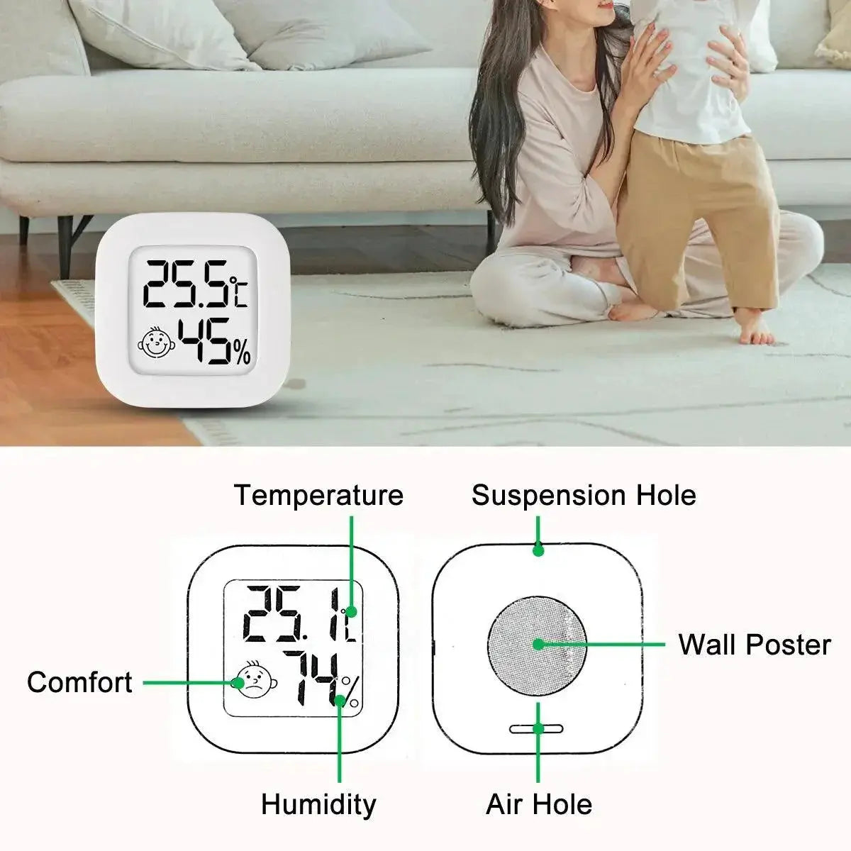Mini Digital Thermometer Hygrometer 4 Pack Indoor Outdoor