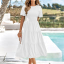 Ruffle Patchwork Casual Midi Dress