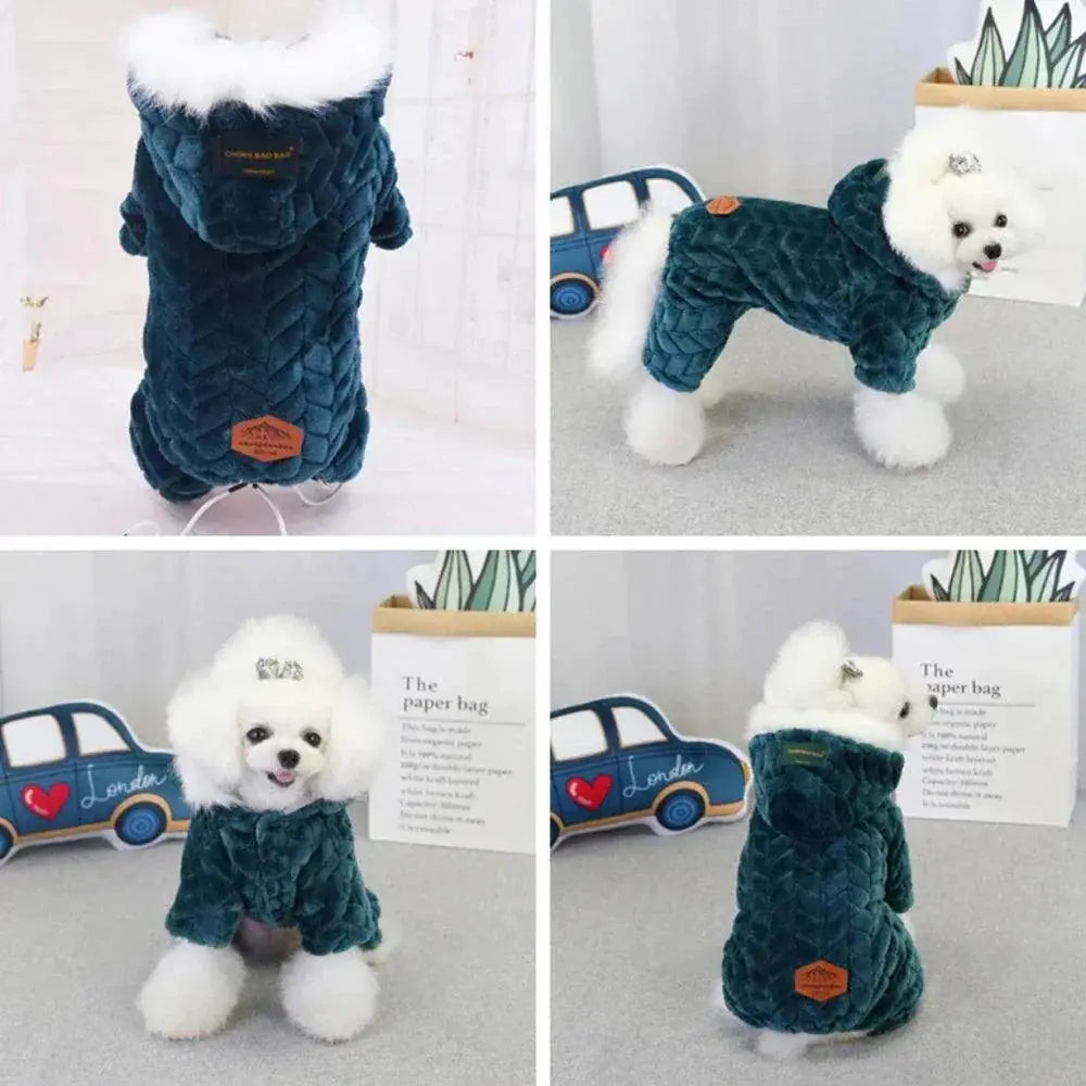 Winter Pet Dog Coat With Wool Lining Polyester Jumpsuit