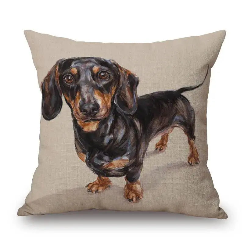 Dachshund Dog Painting Cotton Linen Pillow Covers Home Decor