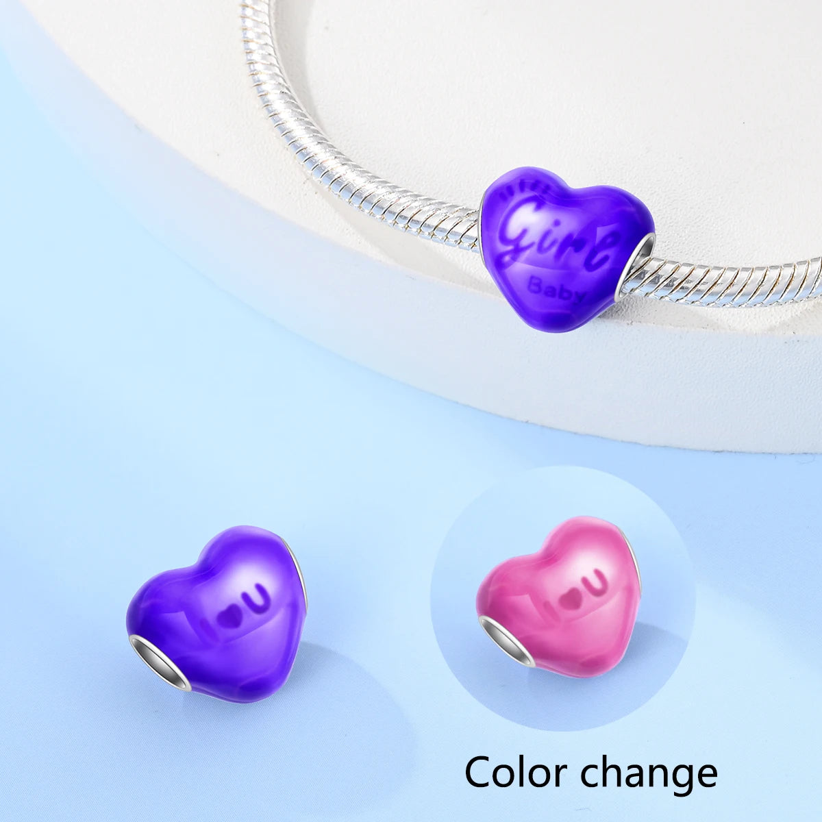 Sterling Silver Red Purple Heart