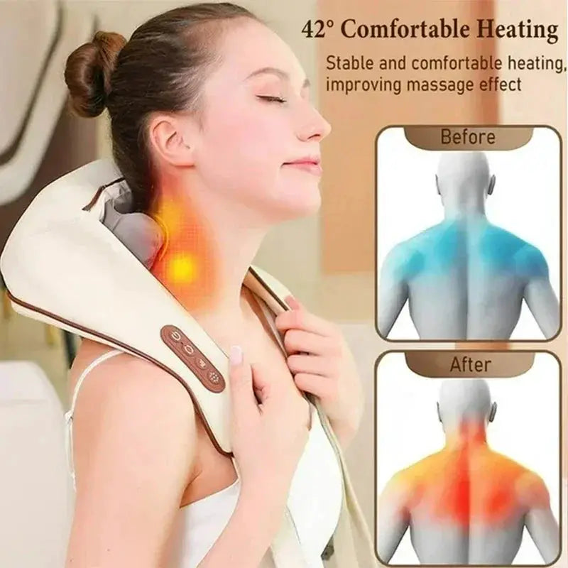 Neck Shoulder Massager Deep Tissue Shiatsu Heat Therapy - OurLum.com