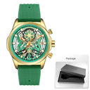 Chronograph Watch for Men Waterproof Yellow Silicone Strap Luminous Hands