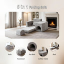 Grey No-Assembly Sofa Bed with Ottoman Pet-Friendly Easy-Clean