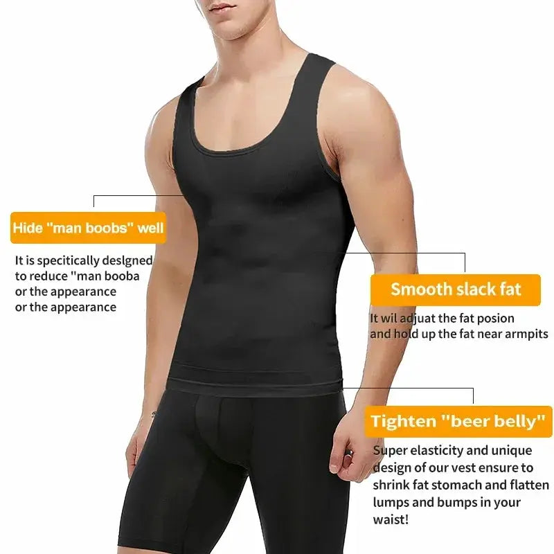 Mens Compression Shapewear Shirt For Gynecomastia Tank Top
