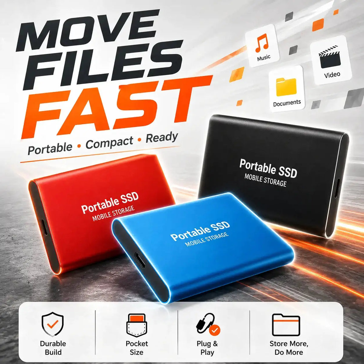 External Hard Drive Portable SSD USB Type-C Fast Transfer — product view 1