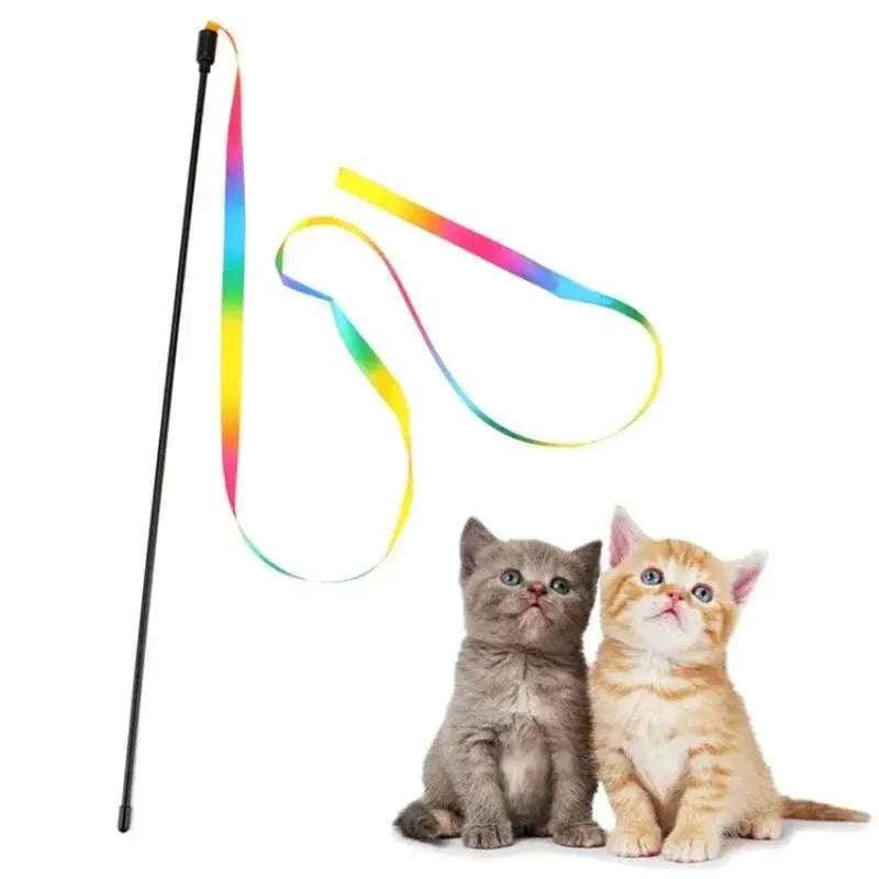 Rainbow Strips Cat Teaser Wand Interactive Toy For Cats