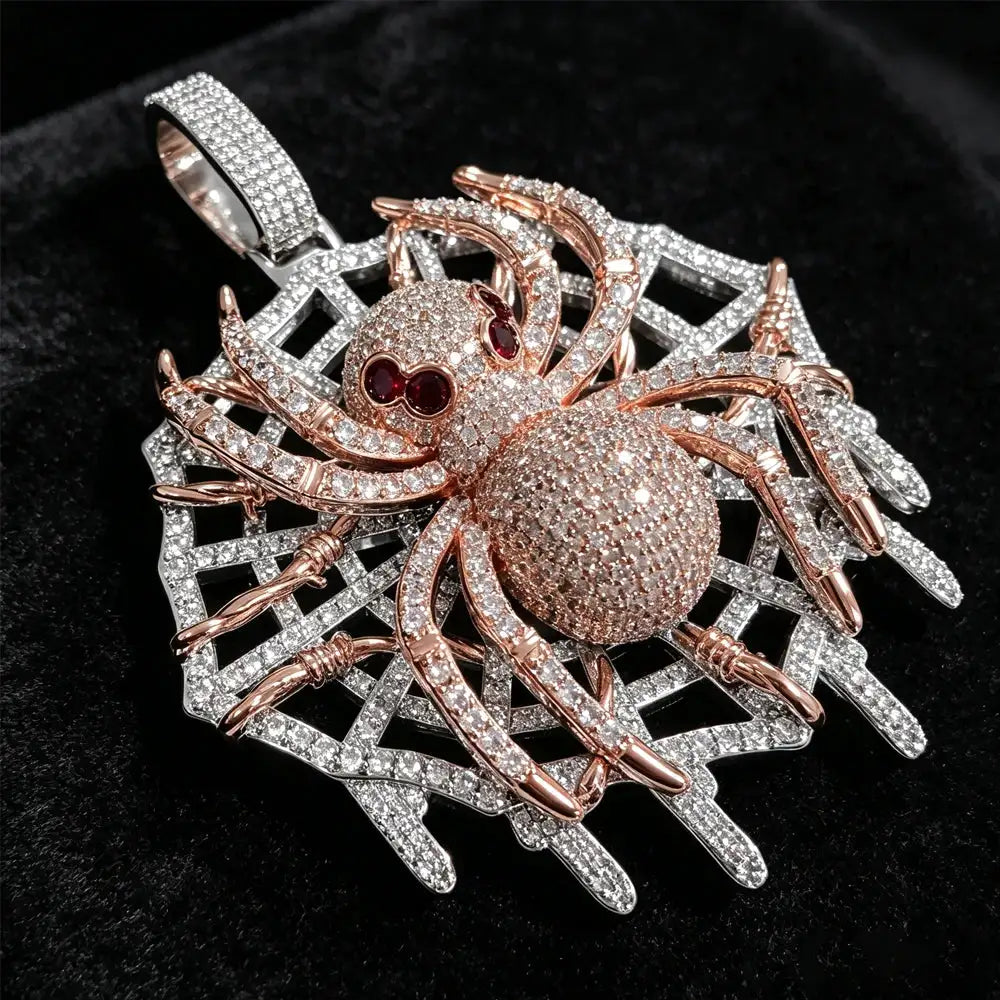 Iced Spider Web Pendant Gold — product image 8