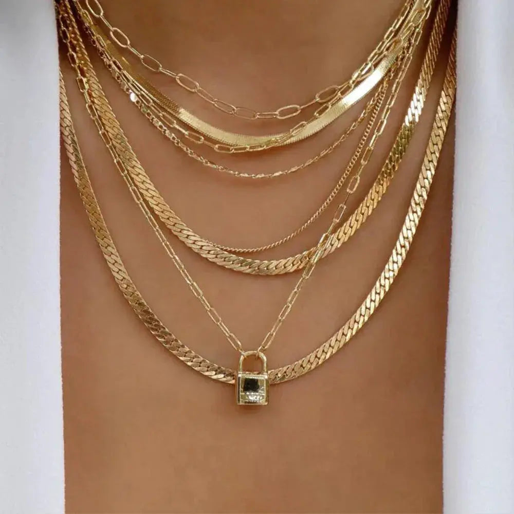 Vintage Gold Color Necklace Set For Women Multiple Styles
