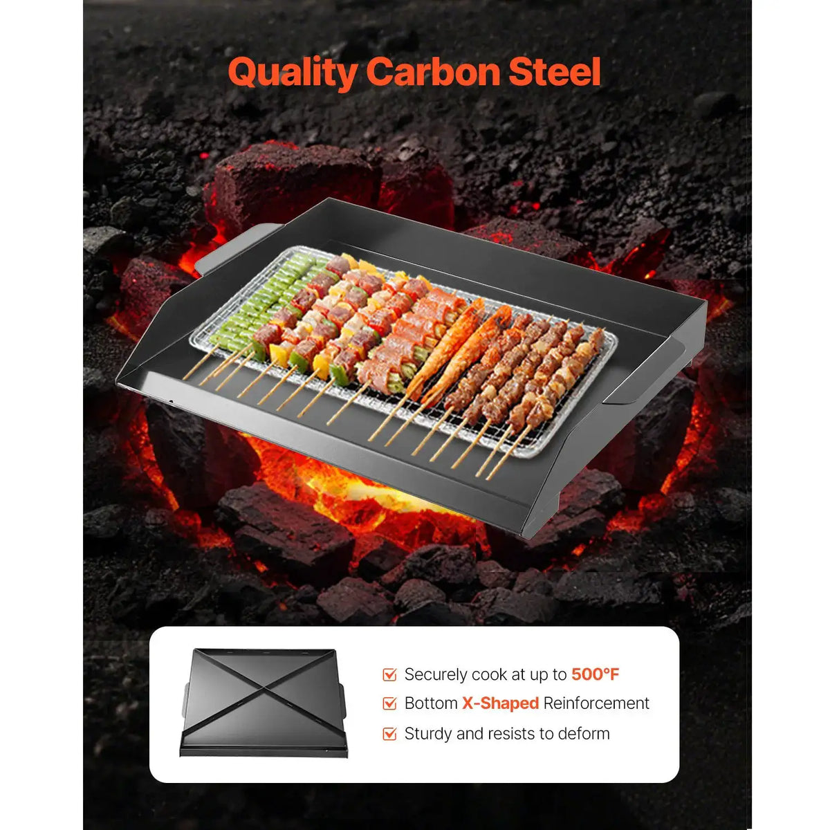 SucceBuy Carbon Steel Griddle Universal Flat Top Rectangular — product view 3