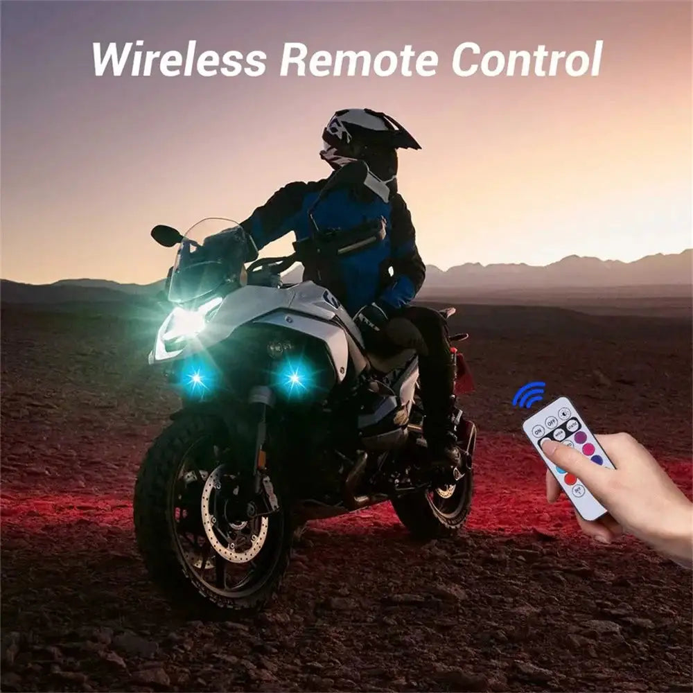 4PCS Car Decoration Light Atmospher Lamp Wireless LED Strobe Lights 8 Colors Warning Light for Motorcycle Car Aircraft Bike