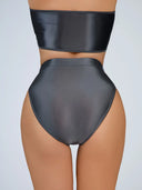 Sexy Women Shiny High Waist G-string Sheer Yoga Thong