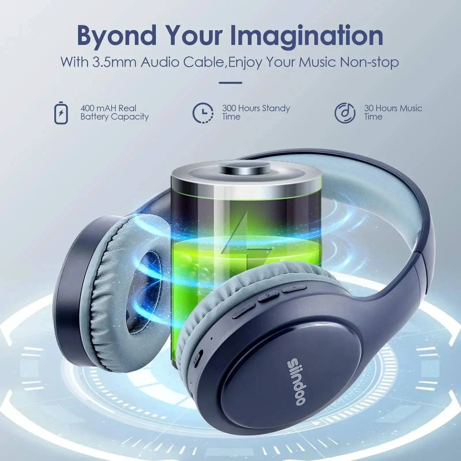 Siindoo Bluetooth Headphones Superior Sound Quality Bass