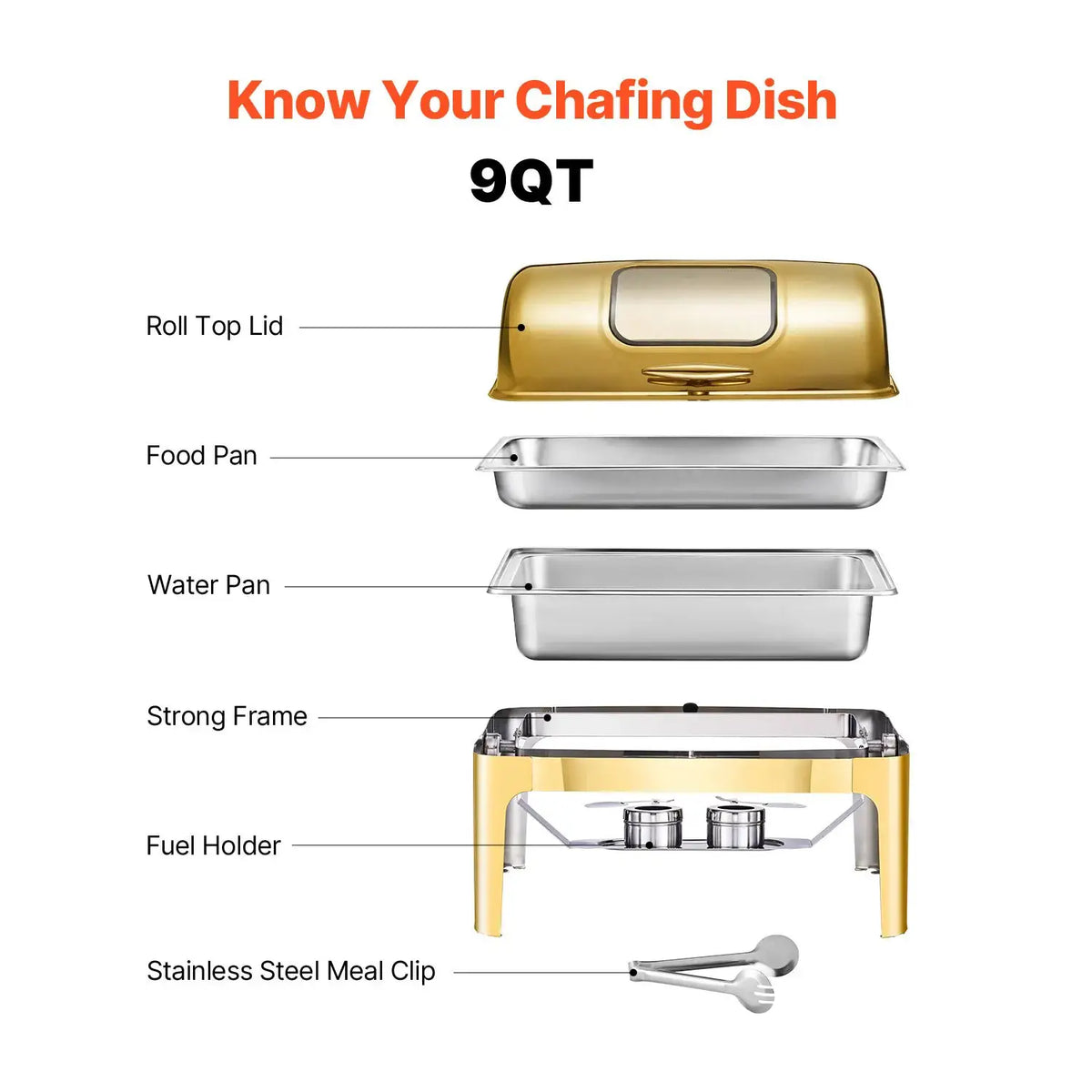 SucceBuy Roll Top Chafing Dish Buffet Set Stainless Steel Chafer — product view 6