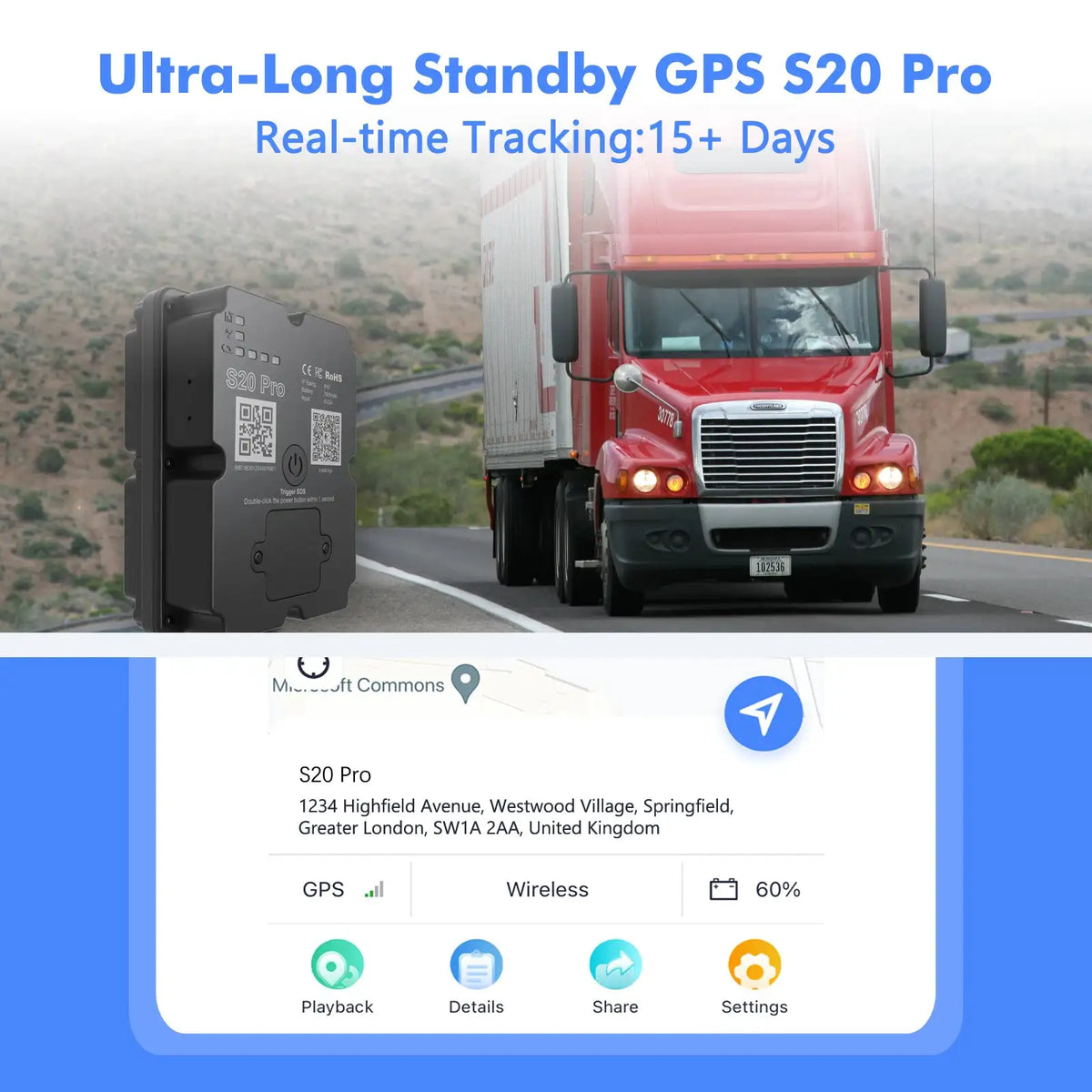 4G GPS Tracker With Long Standby Time - Real-Time Location Monitoring, Wide Application, Subscription Required