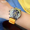 Chronograph Watch for Men Waterproof Yellow Silicone Strap Luminous Hands