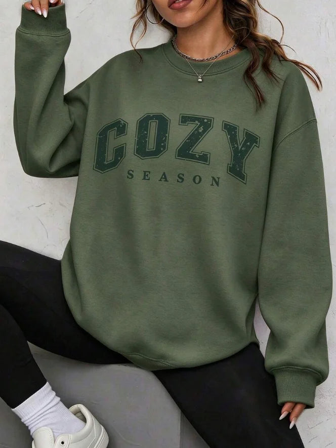 Crew Neck Letter Graphic Sweatshirt