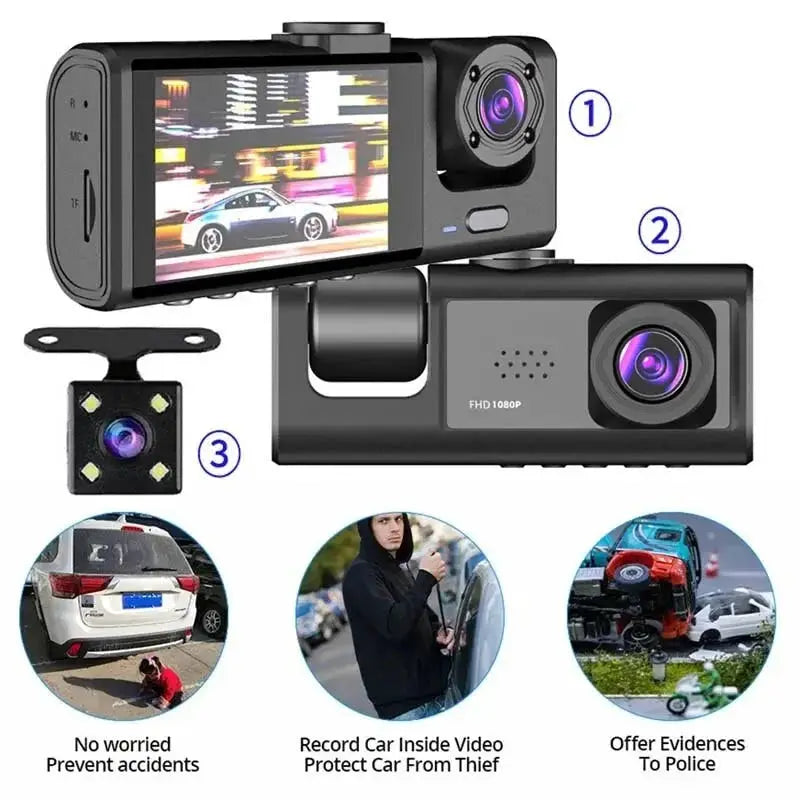 1080P Dual Dash Cam For Cars Front Inside IR Vision Loop Recording Wide Angle - stepyours.com