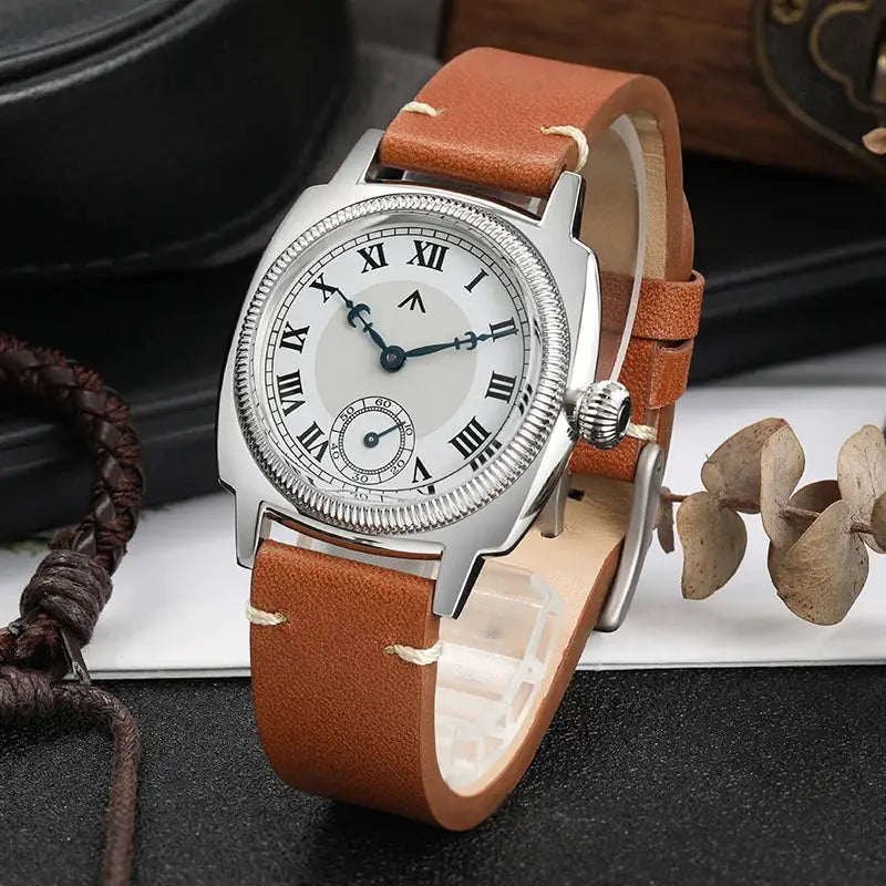 Militado ML03 Vintage Watch VD78 Quartz Movement Square Case Retro Wristwatch 100M Waterproof Leather Strap Sapphire Watch