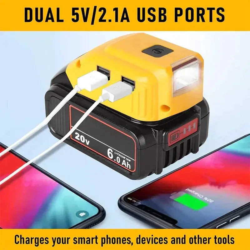 DCB090 Power Converter Dual USB Adapter With LED Light Tool