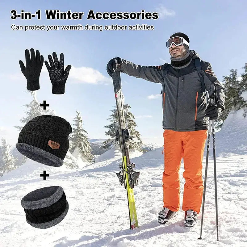 Winter Beanie Hat And Wool Scarf Set For Men And Women