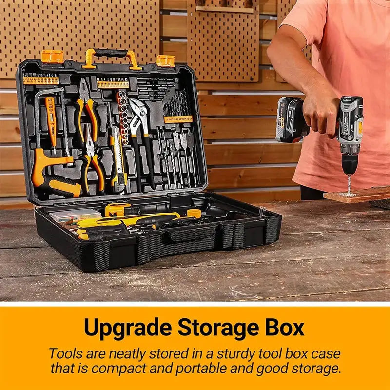 DEKO 20V cordless drill kit with battery, men's drill, manual repair, basic toolbox, suitable for household tools