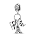 Inlaid Zircon Charm Beads Sterling