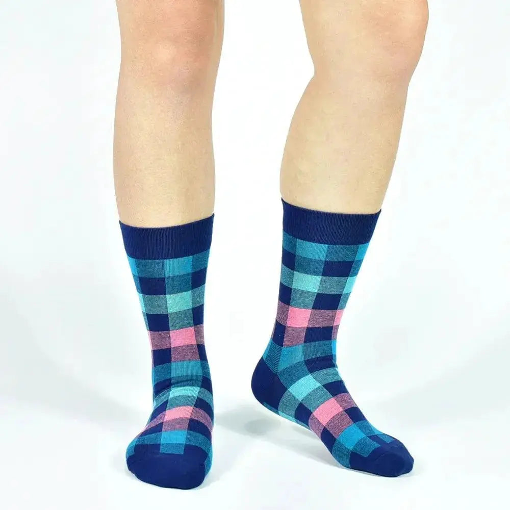 Mens Black Argyle Crew Socks 5 Pack Comfortable Everyday