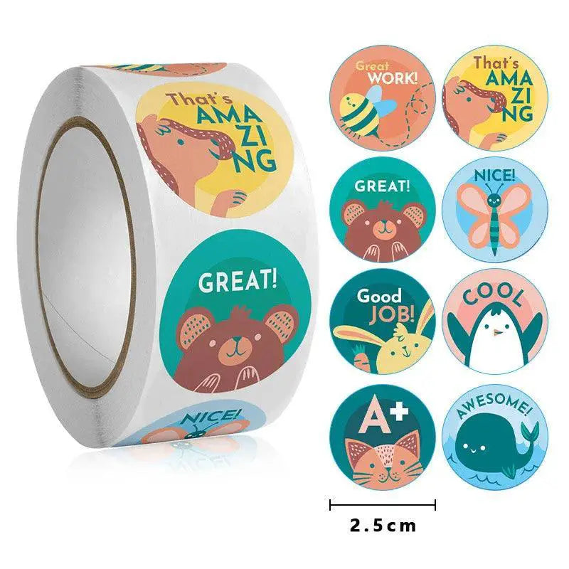 Colorful Cartoon Animal Stickers For Kids Rewards Pack