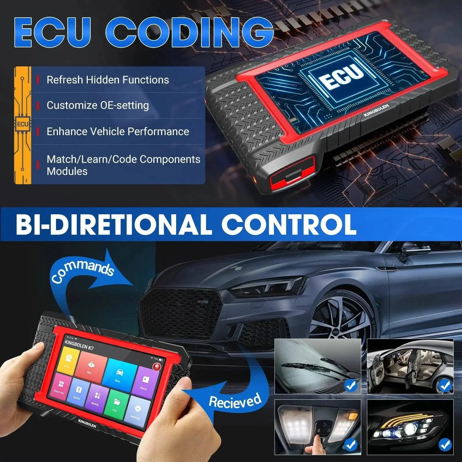 Kingbolen K7 Diagnostic Tool With ECU Coding Features