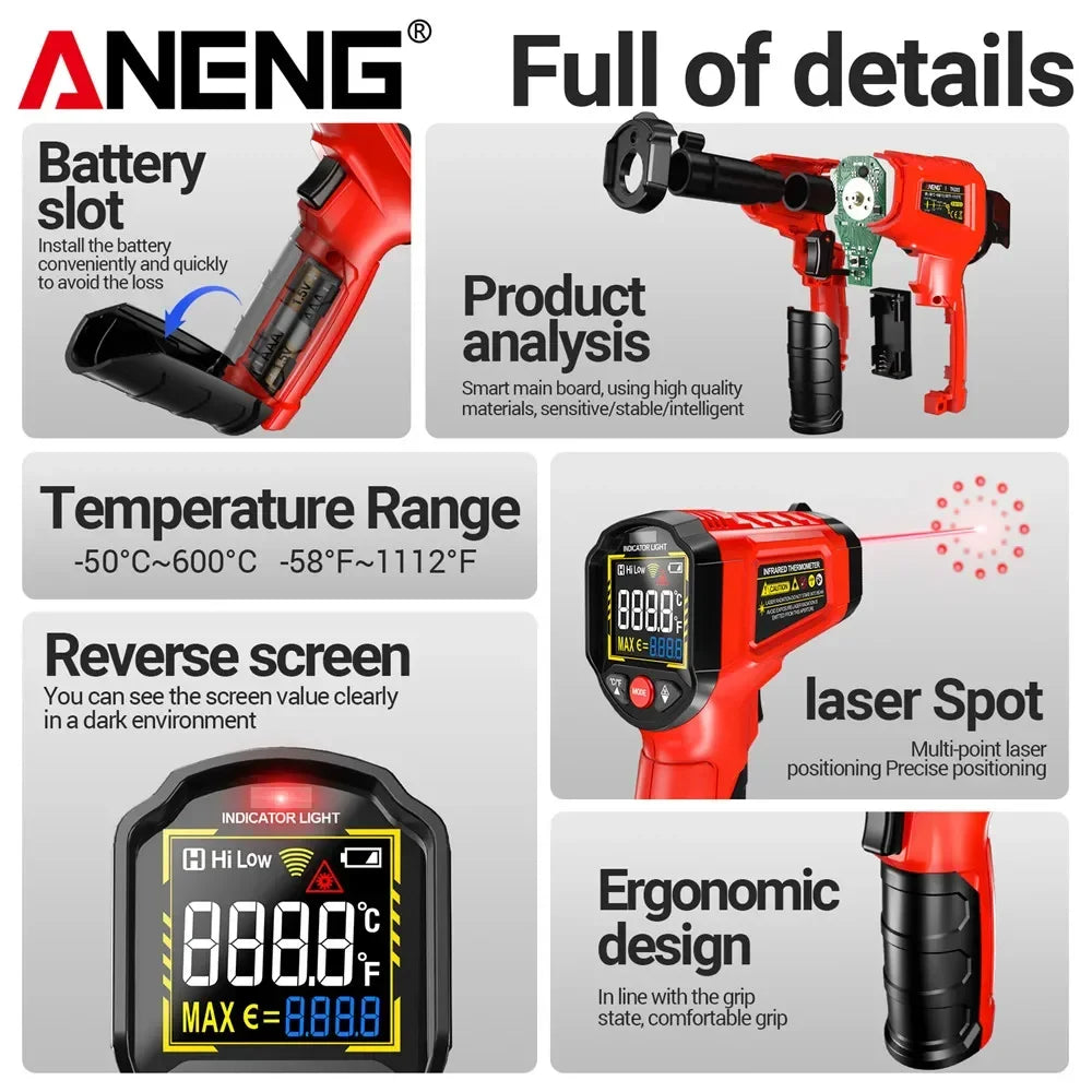 Aneng Digital Infrared Thermometer Temperature