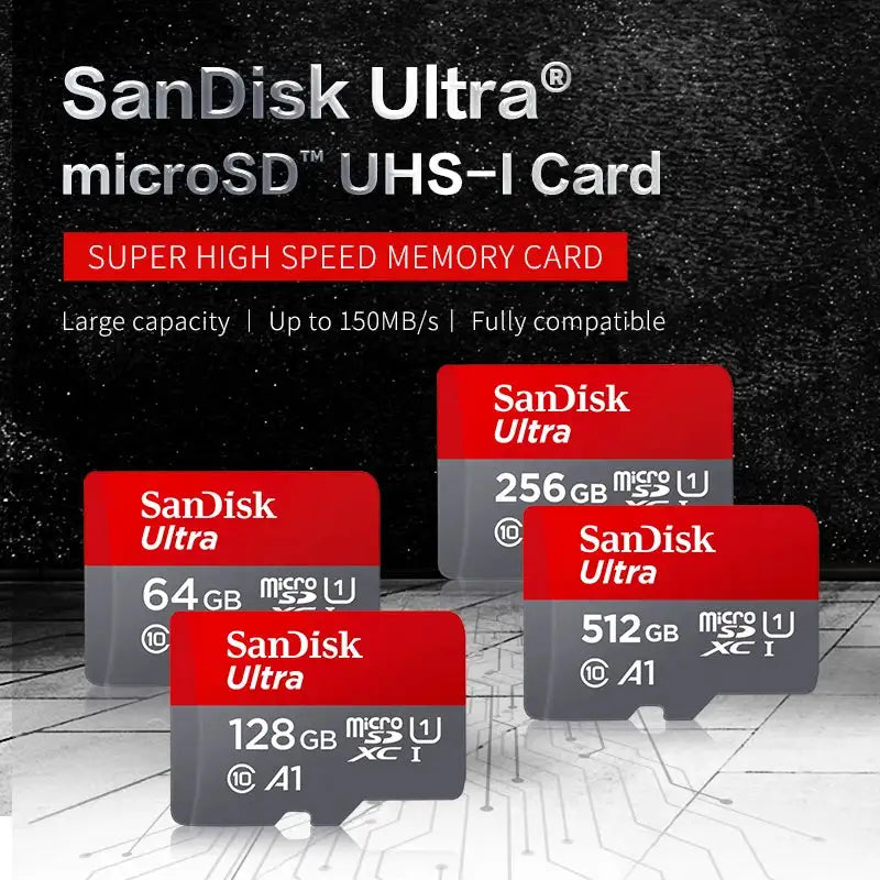 Original SanDisk A1 Micro SD Card C10 Ultra 32GB 64GB 128GB 256GB 512GB 1TB High Speed 150MB/s Memory Card MicroSDXC TF Card