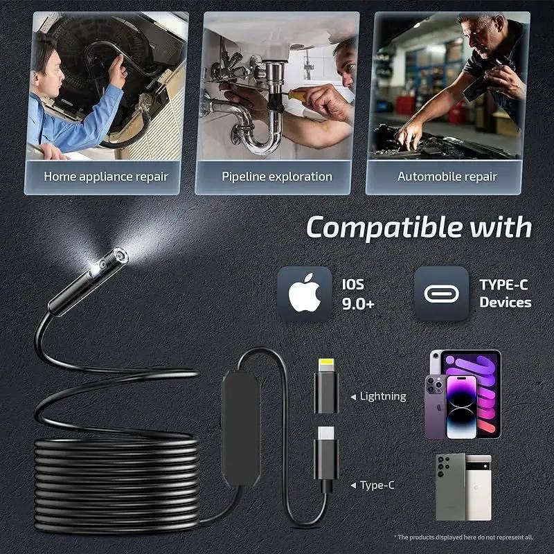 INSKAM WiFi Endoscope Camera Dual Lens Borescope Waterproof For Car Plumbing - stepyours.com