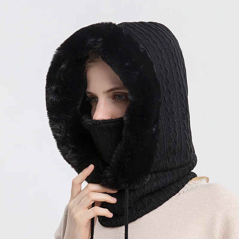 Cableknit Earflap Knit Winter Scarf