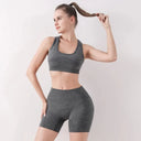 Elevate Your Workout: Women's High Waist Tank Shorts Set