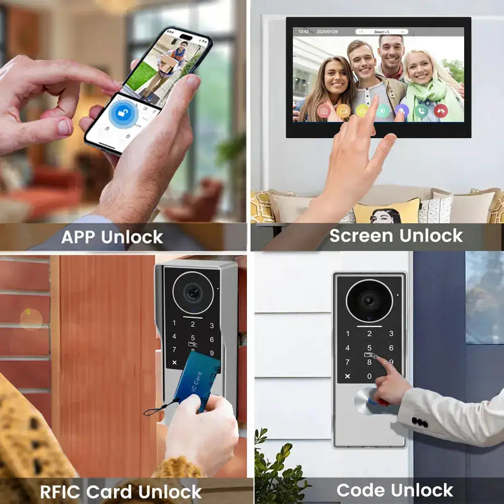 2-Wire TUYA Smart Video intercom doorbell 1080P Waterproof Camera 5G Wifi 7/10inch Touch Screen Support Password Inductive Card