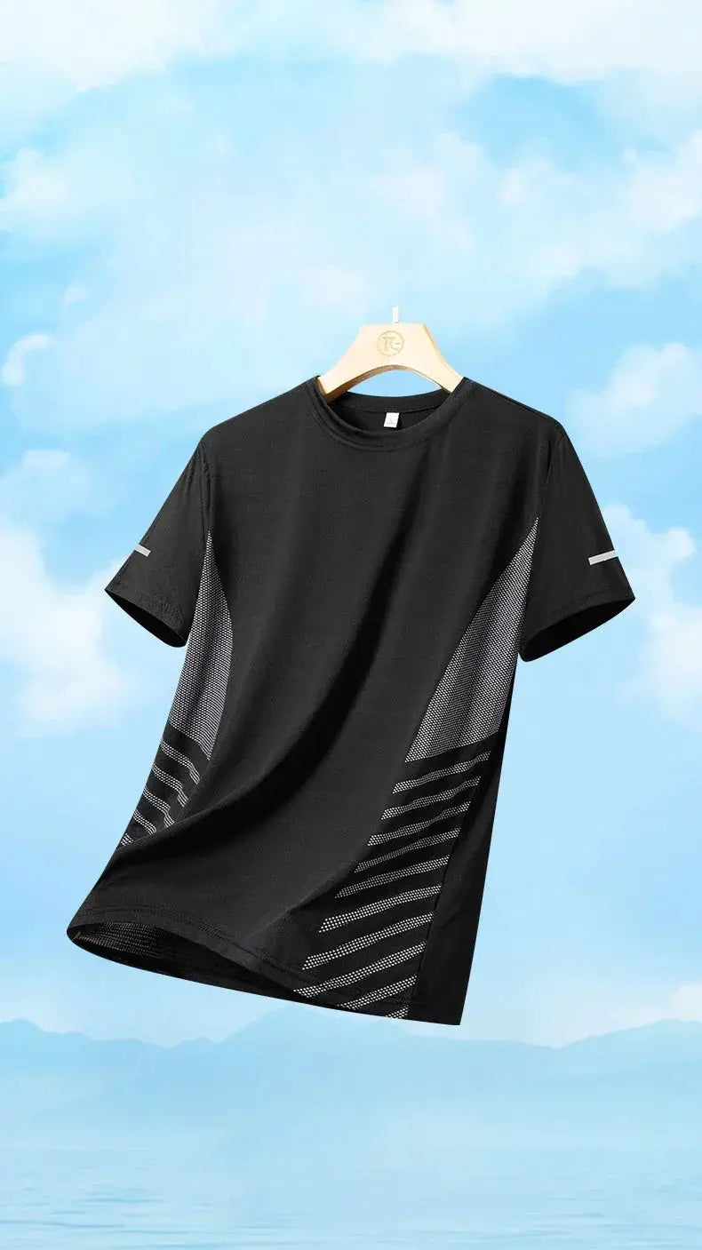 Running T Shirt Men Summer Ice Silk Thin Top Reflective 5XL