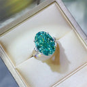 Sterling Silver Green Moissanite Ring