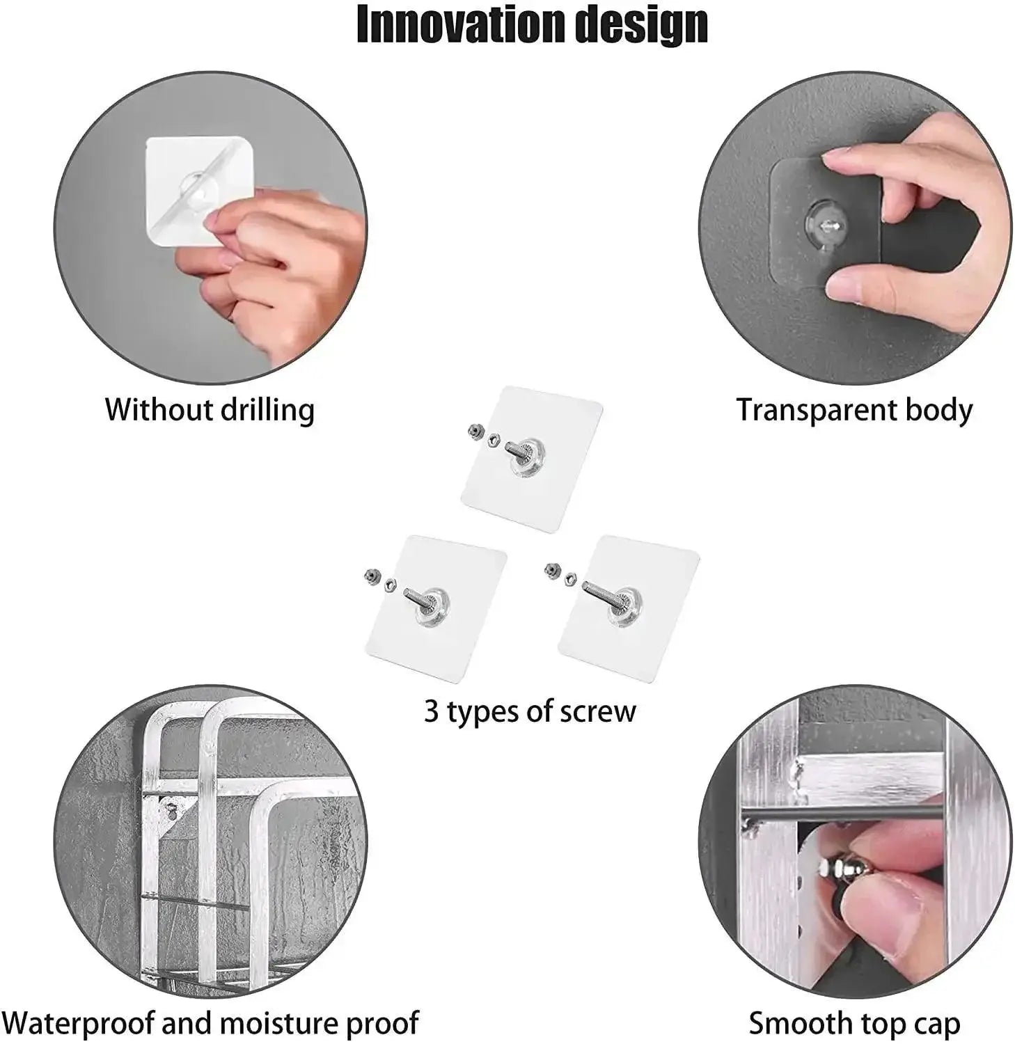 Adhesive Wall Hooks Heavy Duty Organizer For Kitchen Storage