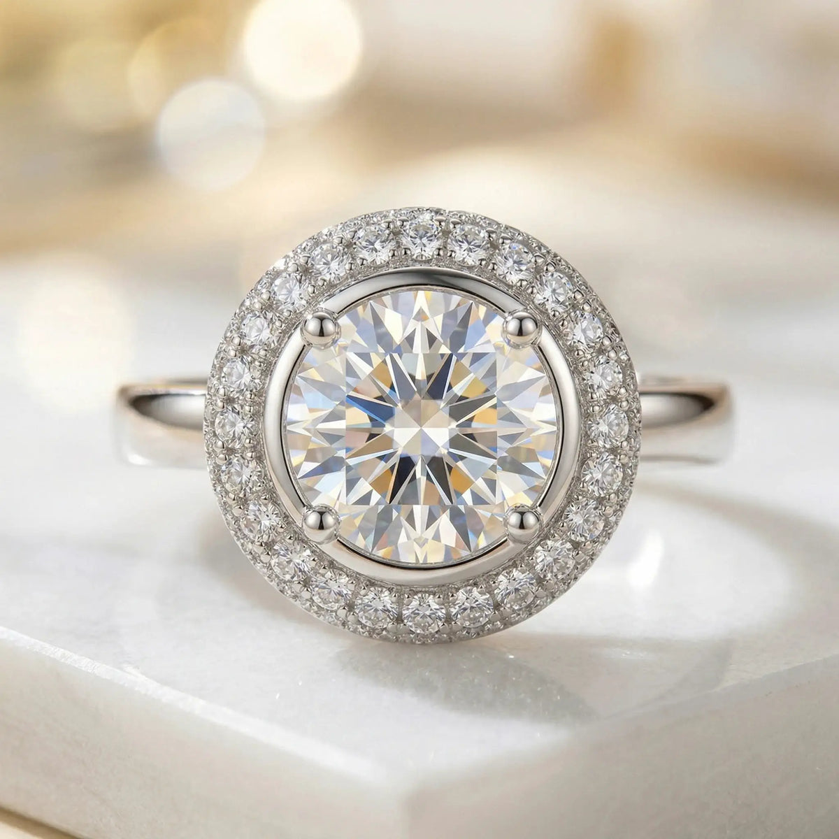 Moissanite Ring in Sterling Silver Double — product view 3