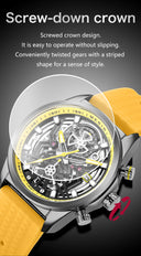 Chronograph Watch for Men Waterproof Yellow Silicone Strap Luminous Hands