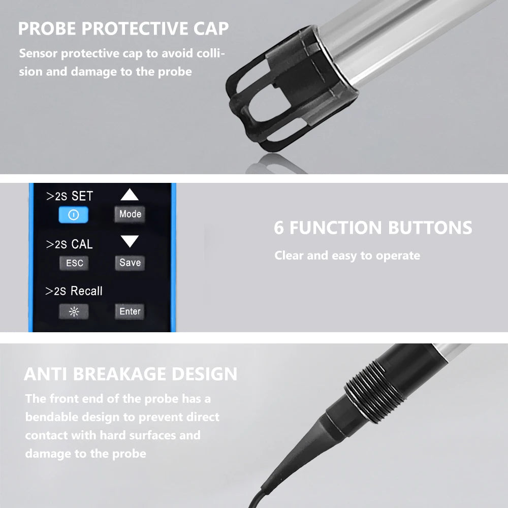 HOLDPEAK Dissolved Oxygen Meter, DO Meter, Digital DO Tester — product view 3