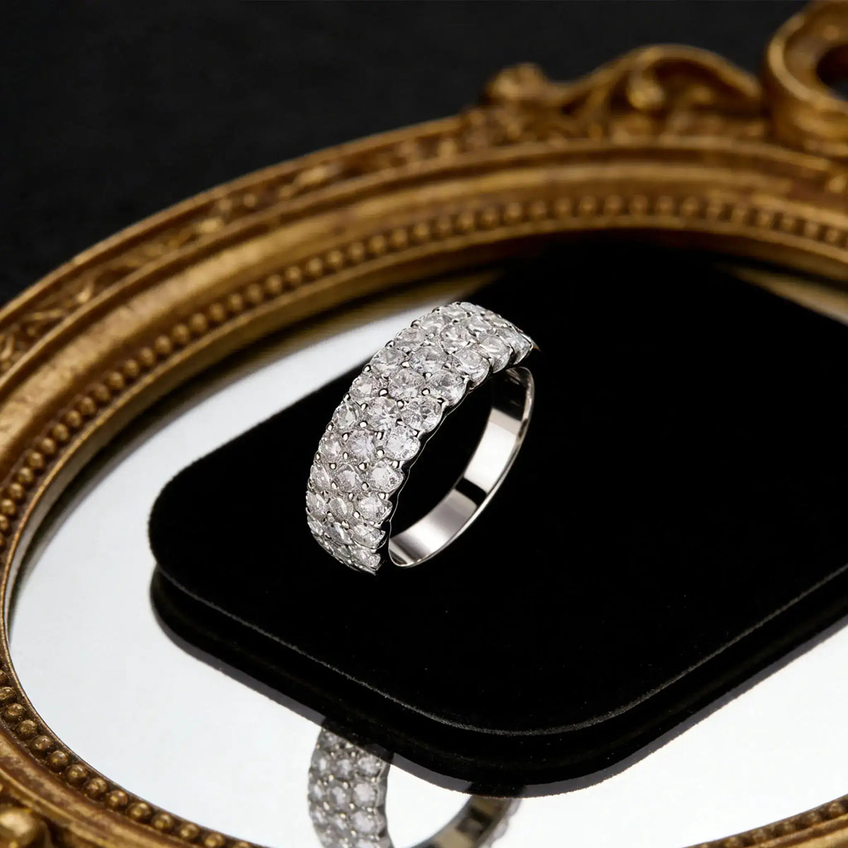 Piece Sterling Silver Silver Moissanite Ring Set — product image 1