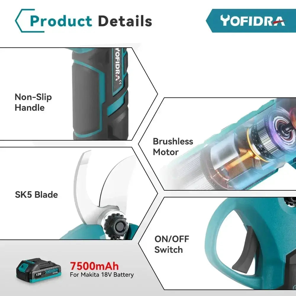 Yofidra 30mm Cordless Brushless Electric Pruning Shears - OurLum.com