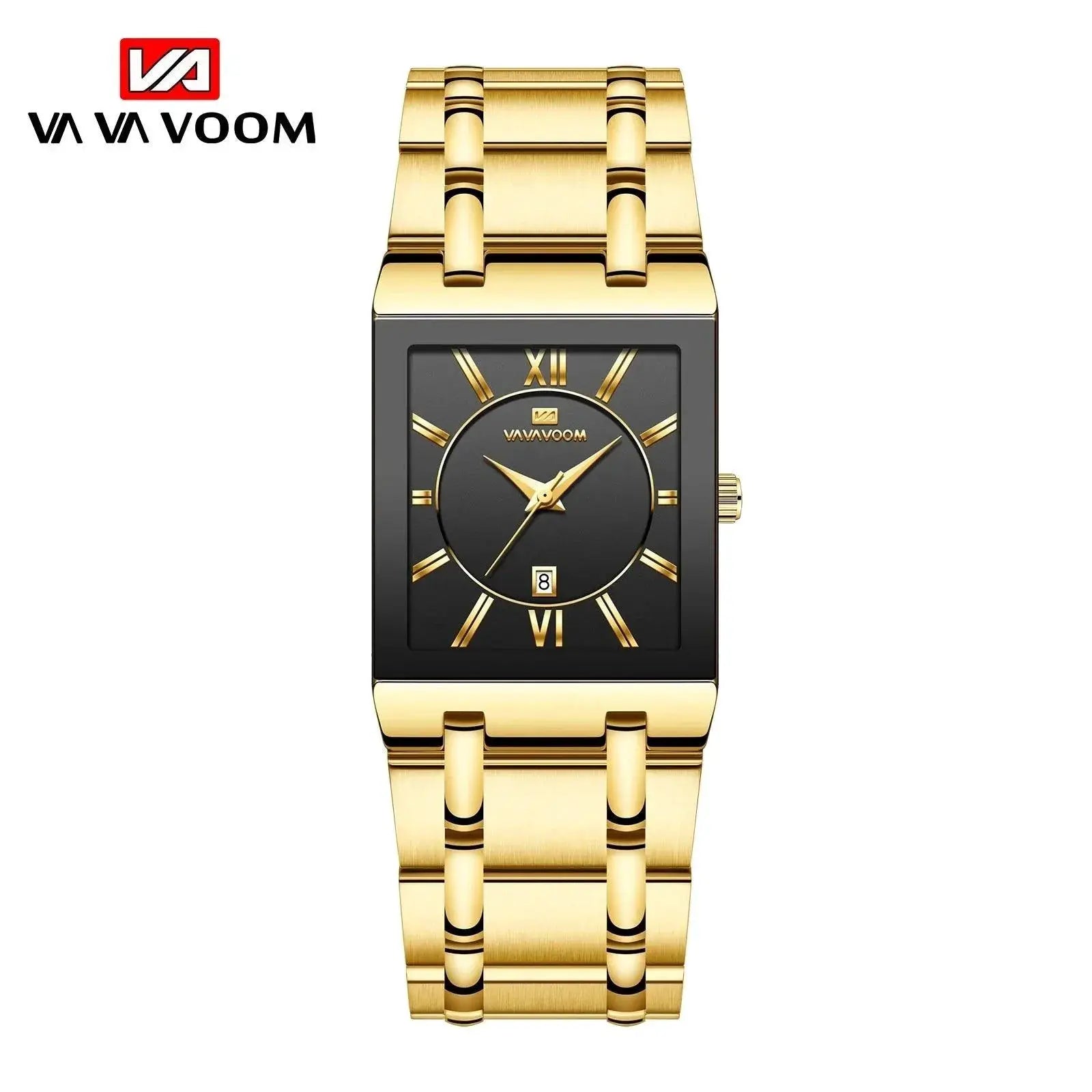 Luxury Black Gold Mens Business Watch Sleek Timepiece